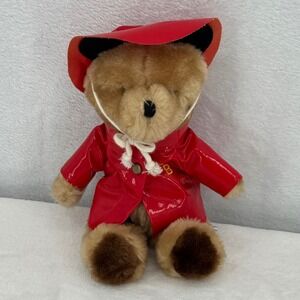Vintage Eden Toys Paddington Bear Plush W/ Red Raincoat & Hat Collectible 1975